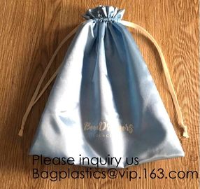 Luxury Satin Handbag Dust Cover Bag,Dark Blue Thick Matt Satin Pouch With Ribbon,Satin Drawstring Bag For Bikini package supplier