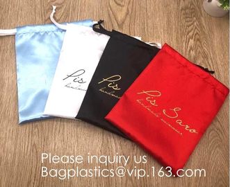 Luxury Satin Handbag Dust Cover Bag,Dark Blue Thick Matt Satin Pouch With Ribbon,Satin Drawstring Bag For Bikini package supplier