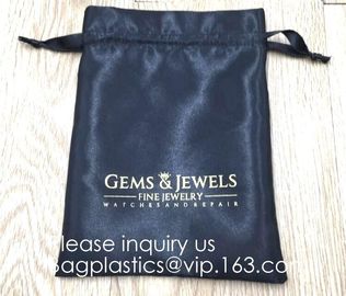 Large Black Satin Dust bag,Rose Gold Satin Drawstring Bag For Jewelry,Black Satin Drawstring Bag With Gold Printing supplier