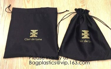 Beige Satin Drawstring Bag For Shoe,Purple Satin Pouch With Ribbon,Logo Satin Drawstring Bag,Hair Extension Bag , Gift W supplier