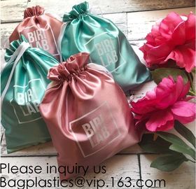 Soft Toy Storage Satin Bag With Drawstring,Promotional Red Wine Color Satin Packaging Bag,Hot selling Fancy Pink Satin J supplier