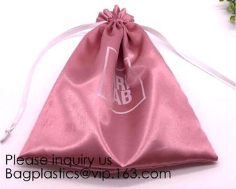 Gold Blue White Satin Packaging Bag For Towel,White Satin Bag With Gold Printing,Silk Packaging Bags For Clothing Indust supplier