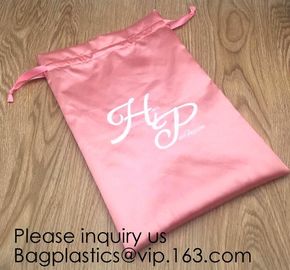 Gold Blue White Satin Packaging Bag For Towel,White Satin Bag With Gold Printing,Silk Packaging Bags For Clothing Indust supplier