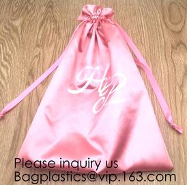 Gold Blue White Satin Packaging Bag For Towel,White Satin Bag With Gold Printing,Silk Packaging Bags For Clothing Indust supplier