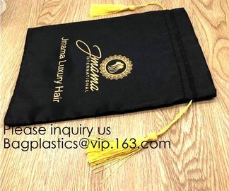 Rose Gold Printing White and Gold Silk Packaging Bags For Clothing Industry,Pink Silk and Velvet Drawstring Bag With Ros supplier