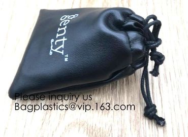 Custom Logo Acceptable Multi Sizes Black Drawstring PU Leather Promotional Gifts Pouches Bags Jewelry, Gift,Hair, Shoes, supplier