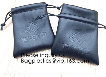 Custom Logo Acceptable Multi Sizes Black Drawstring PU Leather Promotional Gifts Pouches Bags Jewelry, Gift,Hair, Shoes, supplier