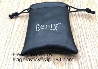 Custom Logo Acceptable Multi Sizes Black Drawstring PU Leather Promotional Gifts Pouches Bags Jewelry, Gift,Hair, Shoes, supplier