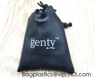 Custom Logo Acceptable Multi Sizes Black Drawstring PU Leather Promotional Gifts Pouches Bags Jewelry, Gift,Hair, Shoes, supplier