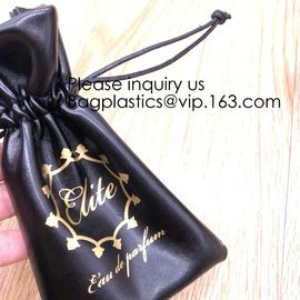 promotional fancy small waterproof black pu drawstring leather bag for money,logo making for promotion PU drawstring bag supplier