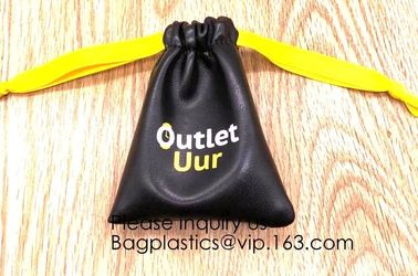 Fashion PU Leather Gift Bag Jewelry Pouch Drawstring Waterproof Bag Universal Headphone Protection Pouch/Portable Travel supplier