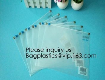 Metal Clip Zipper Slider Closure Bags, Zip Envelope, Clear Color A5 Size Paper Document File Invoice Bill Zipper Bag Pen supplier