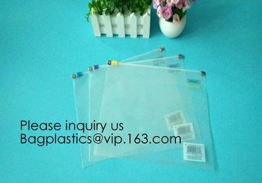 Metal Clip Zipper Slider Closure Bags, Zip Envelope, Clear Color A5 Size Paper Document File Invoice Bill Zipper Bag Pen supplier