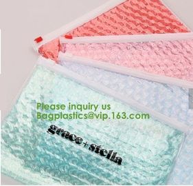 Compostable metallic glossy holographic private label bubble mailing bag, zip slider clear glitter bubble pouch bag supplier