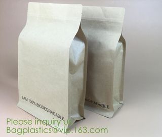 Biodegradable, Compostable, Corn starch Bags, square bottom bags, block bottom, round bottom, stand up pouch zip bags supplier