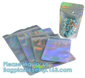 Holographic Pouch Brightly Custom Printing Logo Laser Three Side Sealed Bag For Lip Eyelash Glue Hairpin supplier