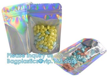 Holographic Pouch Brightly Custom Printing Logo Laser Three Side Sealed Bag For Lip Eyelash Glue Hairpin supplier