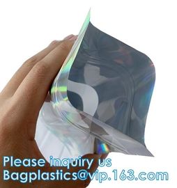 Bagease pack Recloseable Transparent Front Holographic Stand Up Pouch / Plastic Cosmetic Bag / Nail Polish Packaging supplier