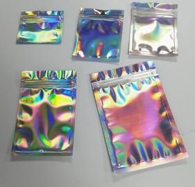 Bagease pack Holographic Film Resealable Zipper Bag Grip Seal Laminated Plastic Bag Shiny Cosmetic packaging jewelry supplier