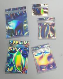 Bagease pack Holographic Film Resealable Zipper Bag Grip Seal Laminated Plastic Bag Shiny Cosmetic packaging jewelry supplier