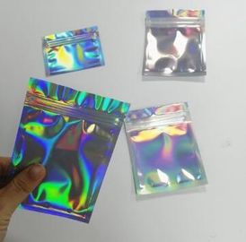 Bagease pack Holographic Film Resealable Zipper Bag Grip Seal Laminated Plastic Bag Shiny Cosmetic packaging jewelry supplier