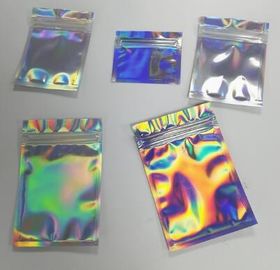 Bagease pack Holographic Film Resealable Zipper Bag Grip Seal Laminated Plastic Bag Shiny Cosmetic packaging jewelry supplier