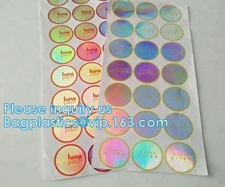 Laser Film Holographic Sticker Label Custom Logo Printed For Attached On Bottle Glass Jar Plastic Bag Box, bagease supplier