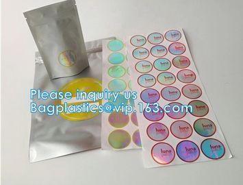 Laser Film Holographic Sticker Label Custom Logo Printed For Attached On Bottle Glass Jar Plastic Bag Box, bagease supplier