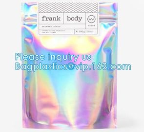 Bagease Holographic Shinny Mylar bags Eyelash Kit Cosmetic Packaging Bag self-adhesive bag laser hologram neon bags supplier