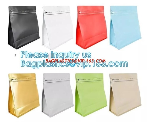 Aluminum Foil Lined Kraft Paper Square Block Bottom Coffee One-Way Valve Packing Bag With Zipper supplier