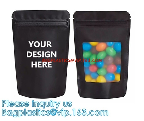 Stand up Side Gusset Clear Square Flat Bottom Bopp Cello Bag Childproof Zipper Lock Black Matte supplier