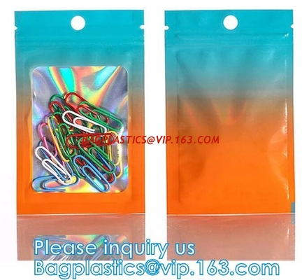 Gradient Color Laser Jewelry Sealed Ziplock Packing Bag, Mobile Phone Case, Acne Patch Cosmetic pouch bags supplier