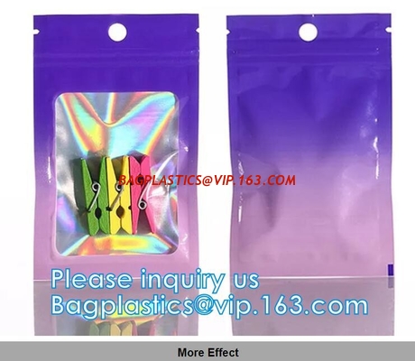 Gradient Color Laser Jewelry Sealed Ziplock Packing Bag, Mobile Phone Case, Acne Patch Cosmetic pouch bags supplier