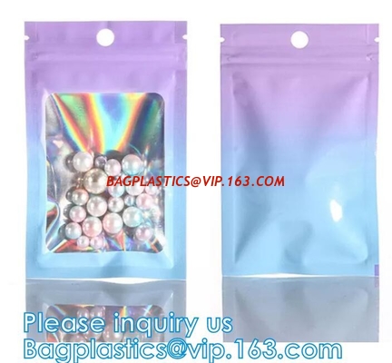 Gradient Color Laser Jewelry Sealed Ziplock Packing Bag, Mobile Phone Case, Acne Patch Cosmetic pouch bags supplier