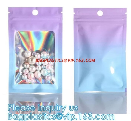 Gradient Color Laser Jewelry Sealed Ziplock Packing Bag, Mobile Phone Case, Acne Patch Cosmetic pouch bags supplier