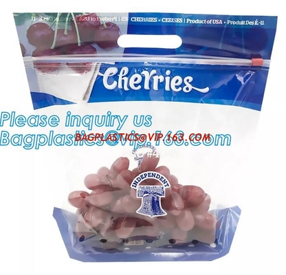 Fresh Fruit Packaging Bag, Grapes, Cherry, Strawberry Standing pouch With Breath Holes, Slider Storage Bag supplier