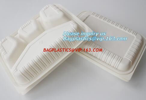 China 4 compartment lunch box, corn starch meat packing trays, Meal Prep Tray factory