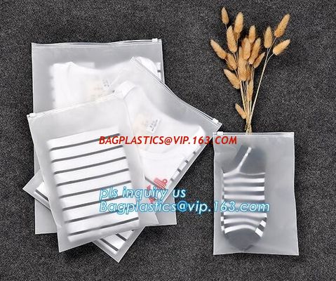 China slider packaging bag for garment, Zip Slider Bag garment bag with hanger, Clear frosted PVC / EVA reusable slider bags factory