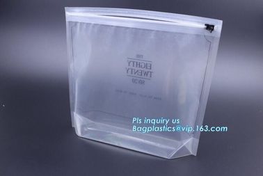 China quad seal bottom and bottom load metallized film slider zipper packaging bag, Metal Zipper Printing PVC Slider Bags factory