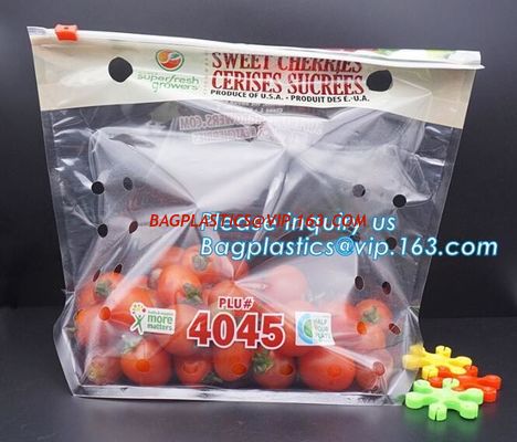 China Perforated bag grape bag with air holes, fresh fruit stand up k bag for cherry, OEM zip top Clear BOPP Laminated f factory