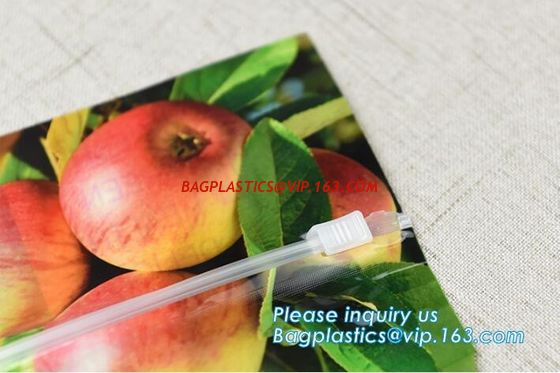 China Fruit Grape Cherry Vegetable Packing Protection Bag, handle standing resealable zipper protection fresh vegetable fruit factory