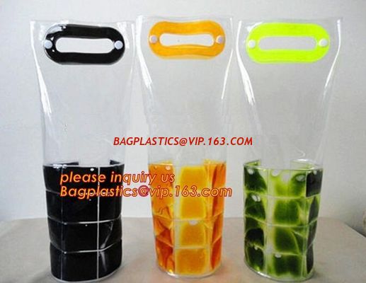 China plain wine handle, pvc tote bag, clear pvc transparent cosmetic bag with snap button, Personalized organza bag gift factory
