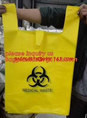 China disposable hospital medical waste garbage Biohazard bag, PE biohazard eco bag, biohazardous refuse bag, bagplastics, bag factory
