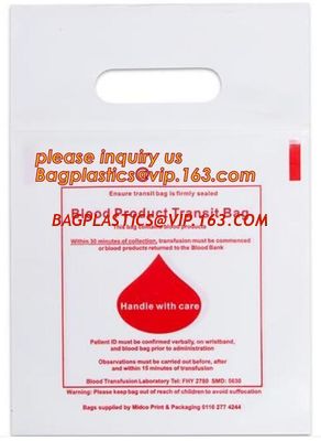 China blood bag, blood grip bags. zipper pouch for medical specimen/ Pathological specimen packaging bag, medial blood carrier factory
