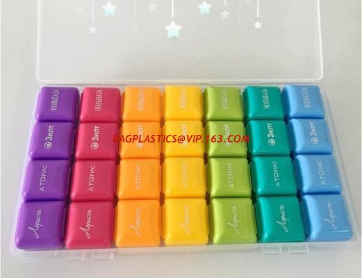 China Customized logo Hot sales colorful plastic pill box,7 day pill box,192g vitamin box 9.5*6*3.5cm, Round Pill Box with Mir factory