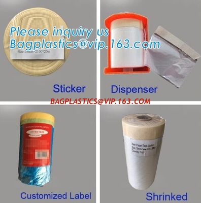 China blue pre-tape masking film, environmental protection auto paint pre-tape masking film, plastic Taped masking film wit factory