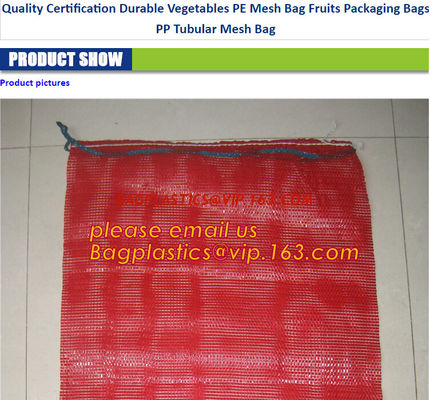 China 100% pe raschel mesh bag for onions ,potatoes , other vegetables,PP net vegetables leno mesh bag Color raschel PP PE mes factory