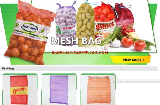 China mesh bag,Plastic PE raschel mesh net potato bags 50kg, HDPE mesh bag for vegetable and fruit,Raschel Mesh Onion Drawstri factory
