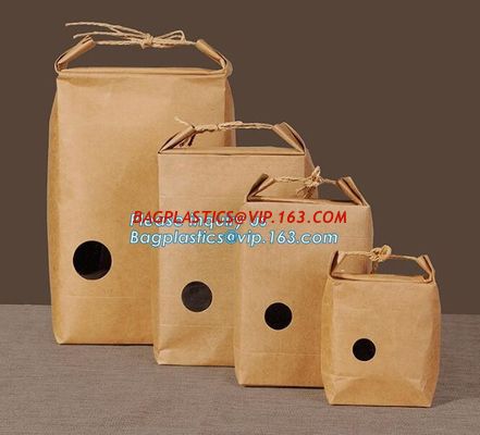 China 1kg Rice package kraft paper packaging bag brown kraft food paper bag,5kg10kg rice bag plastic packaging bag for rice,fl factory