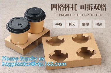 China Cardboard paper coffee cup holder carrier,2 pack coffee cup drink paper carriers,Brown paper coffee cup drink carriers w factory